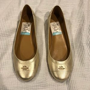 Coach Metallic Gold Flats, Size 9.5, Worn Twice!